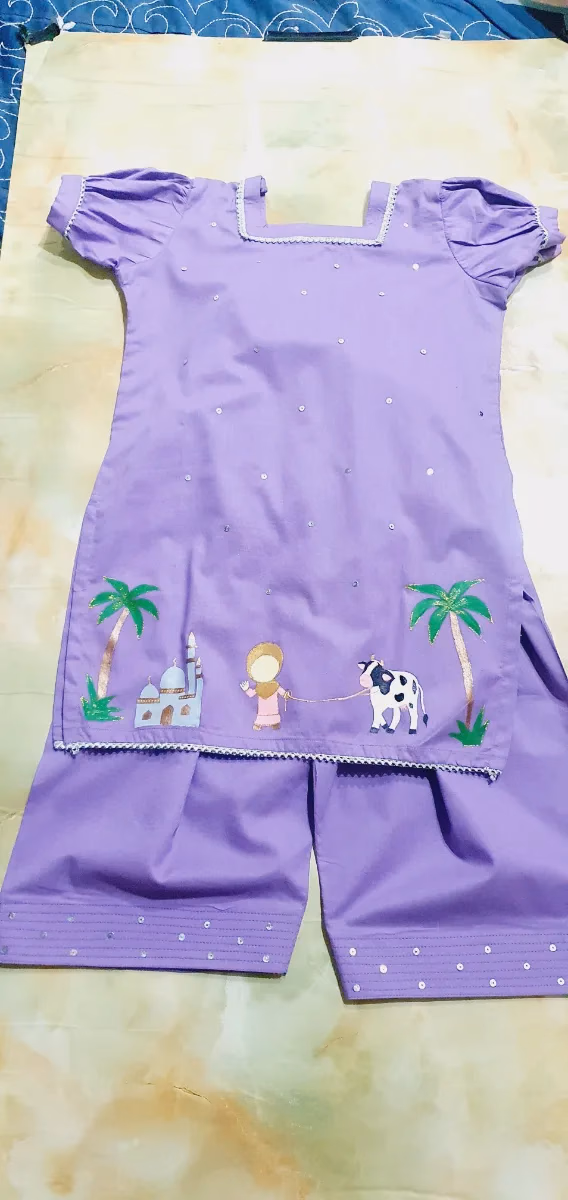 Hand painted Purple dress