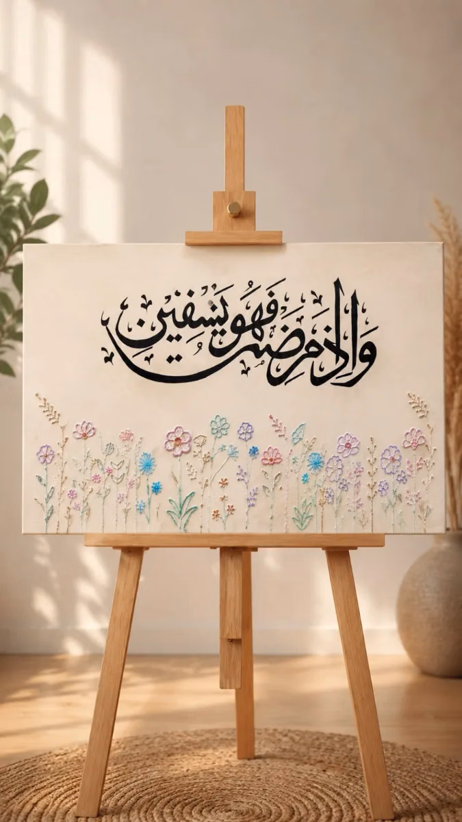 Calligraphy with textured art